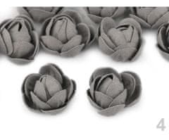 Kraftika 8ks šedá textilní květ, poupě růže 30mm