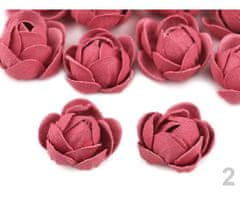 Kraftika 8ks růžová malinová textilní květ, poupě růže 30mm