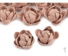 Kraftika 8ks pudrová textilní květ, poupě růže 30mm