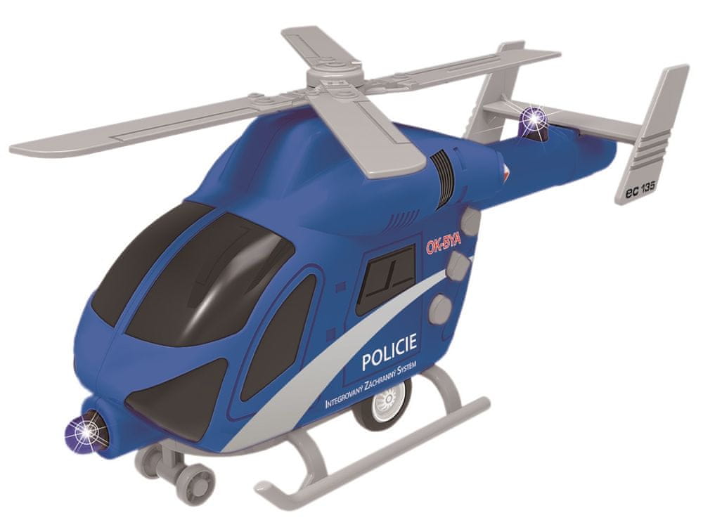 MaDe Policejní vrtulník na setrvačník na baterie se světlem a zvukem