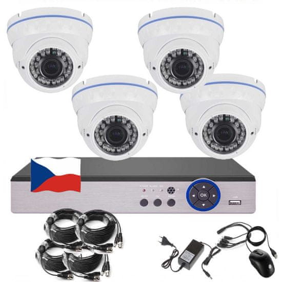 Eonboom 4CH 5MPx STARVIS AHD kamerový set CCTV VR4DW - DVR s LAN a 4x venkovní vari dome bílá kamera