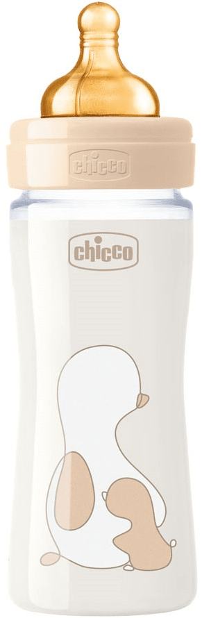Chicco Láhev kojenecká sklo Chicco Original Touch latex, 240ml - neutral
