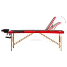 Greatstore Skládací masážní stůl 3 zóny dřevěný černý a červený