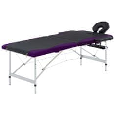 Vidaxl Skládací masážní stůl se 2 zónami hliník černo-fialový