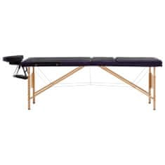 shumee Skládací masážní stůl 3 zóny dřevěný černý a fialový