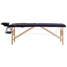 Vidaxl Skládací masážní stůl 2 zóny dřevěný černý