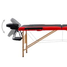 Greatstore Skládací masážní stůl 2 zóny dřevěný černý a červený