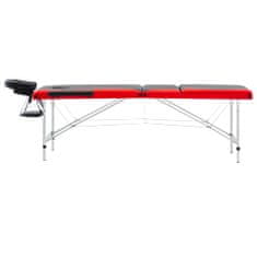 Vidaxl Skládací masážní stůl se 3 zónami hliník černo-červený