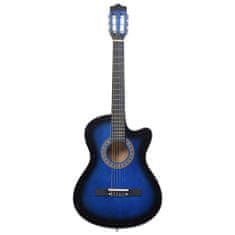 Greatstore Folková akustická kytara s výřezem 6 strun modrá stínovaná 38''