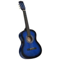 shumee 8dílný set klasická kytara pro děti, začátečníky modrá 3/4 36''