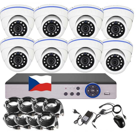 Eonboom 8CH 5MPx AHD kamerový set CCTV 8D - DVR s LAN a 8x venkovní dome kamera