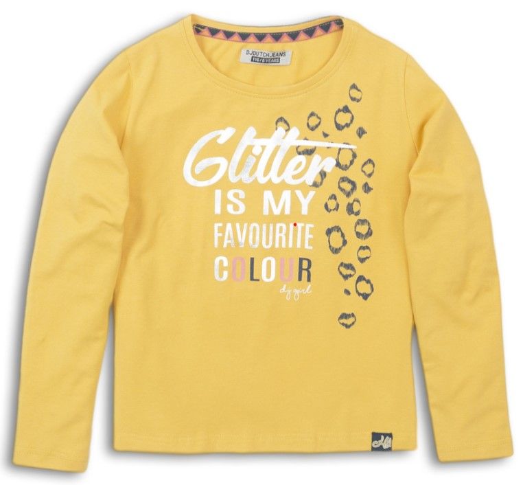 DJ-Dutchjeans dívčí tričko Glitter 104 žlutá