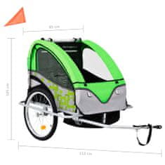 Vidaxl Dětský vozík za kolo a kočárek pro běžce 2v1 zeleno-šedý