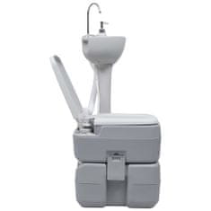 Greatstore Sada přenosného kempingového WC a umyvadla na mytí rukou šedá