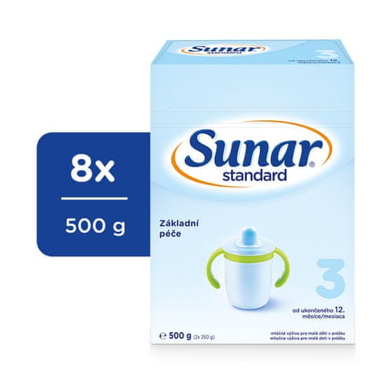 Sunar Standard 3, batolecí mléko, 8x500g