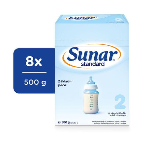 Sunar Standard 2, pokračovací kojenecké mléko, 8x500g