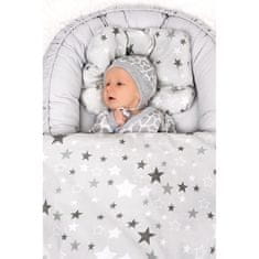 NEW BABY Luxusní hnízdečko s peřinkami pro miminko bílo-šedé hvězdičky