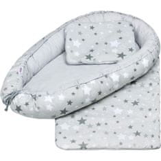 NEW BABY Luxusní hnízdečko s peřinkami pro miminko bílo-šedé hvězdičky