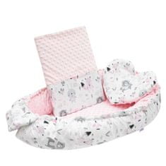 NEW BABY Luxusní hnízdečko s polštářkem a peřinkou z Minky růžové
