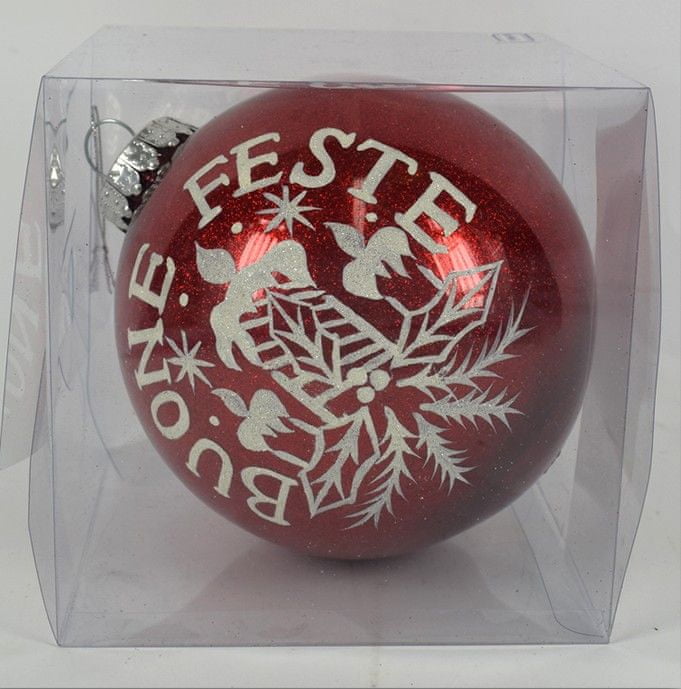 Levně DUE ESSE Vánoční červená perleťová koule Ø 15 cm, dekor 3