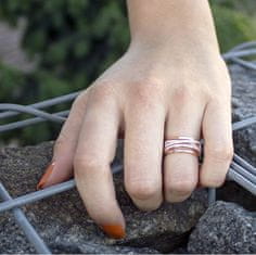 Beneto Růžově pozlacený stříbrný prsten se zirkony AGG340 (Obvod 52 mm)