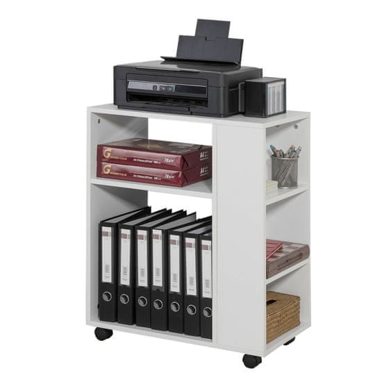 SoBuy FBT68-W Stůl tiskárny, kontejner na role, kancelářský vozík, boční vozík