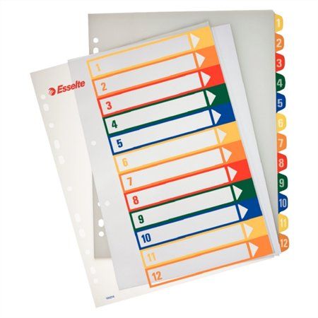 Esselte Rejstříky popisovatelné na počítači, transparentní, plast, A4 Maxi, 1-12 100214