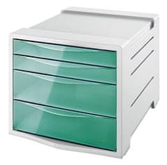 Esselte Zásuvkový box "Colour` Ice", transparentní zelená, 4 zásuvky, plast 626285