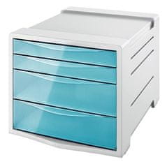 Esselte Zásuvkový box "Colour` Ice", transparentní modrá, 4 zásuvky, plast 626284