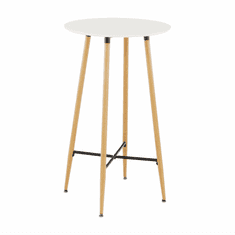 KONDELA Barový stůl, bílá/dub, průměr 60 cm, IMAM