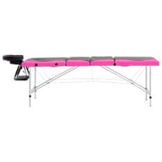 Vidaxl Skládací masážní stůl se 4 zónami hliník černo-růžový