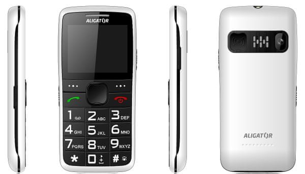 Aligator A675 Senior, mobil pro seniory, nabíjecí stojánek, velká tlačítka, obrázkové jednoduché menu, snadné ovládání