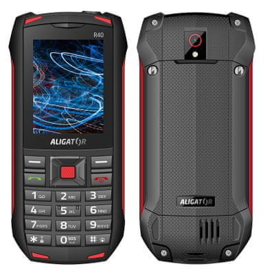 Aligator R40 eXtremo, import, export kontaktů, dlouhá výdrž na baterii, FM rádio, LED svítilna