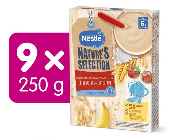 Nestlé NATURE´S SELECTION pšenično-ovesno-žitná Jahoda Banán (9× 250g) EXPIRACE 7/2021