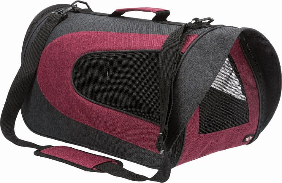Trixie ALINA nylonová přepravní taška se síťkou 27x27x52 cm, antracit/bordó max. 5 kg