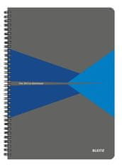 Leitz Blok "Office", šedo-modrá, drátěná kroužková vazba, A4, linkovaný, 90 listů, laminovaný povrch, 46480035
