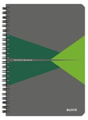 Leitz Blok "Office", šedo-zelená, drátěná kroužková vazba, A5, čtverečkovaný, 90 listů, laminované desky 44580055
