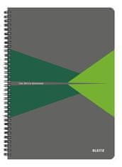 Leitz Blok "Office", šedo-zelená, drátěná kroužková vazba, A4, linkovaný, 90 listů, plastový povrch 44960055