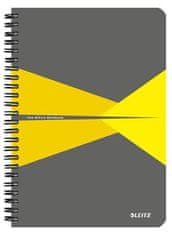 Leitz Blok "Office", šedo-žlutá, drátěná kroužková vazba, A5, linkovaný, 90 listů, laminovaný povrch 44590015