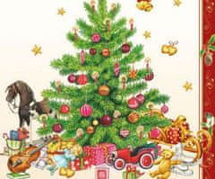Kraftika Ubrousek vánoční stromeček s dárky, 33x33cm