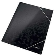 Leitz Desky s gumičkou "Wow", černá, lesklé, 15 mm, karton, A4 39820095