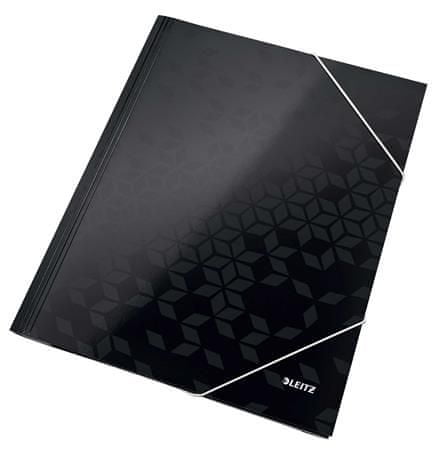 Leitz Desky s gumičkou "Wow", černá, lesklé, 15 mm, karton, A4 39820095