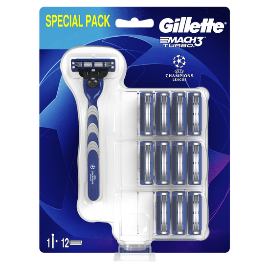 Gillette Mach3 Turbo Holicí Strojek Pro Muže + 11 Holicích Hlavic