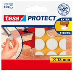 Tesa PROTECT, Plstěná samolepicí podložka pod nábytek, výsek 18mm, bílá, 16ks