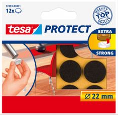 Tesa PROTECT, Plstěná samolepicí podložka pod nábytek, výsek 22mm, hnědá, 12ks