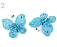 Kraftika 2ks 2 modrá sytá motýl s kamínky 5x5,5cm