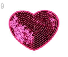 Kraftika 1ks 9 pink nažehlovačka srdce s flitry