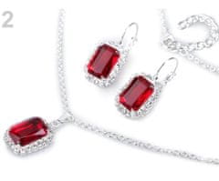 Kraftika 1sada červená náhrdelník a náušnice s broušenými kamínky -