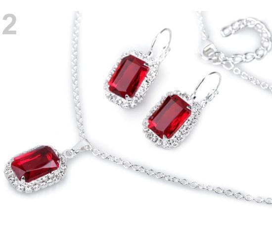 Kraftika 1sada červená náhrdelník a náušnice s broušenými kamínky -