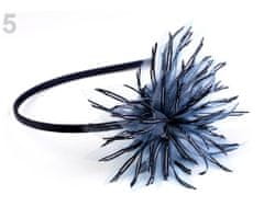 Kraftika 1ks 5 modrá pařížská saténová čelenka do vlasů s květem